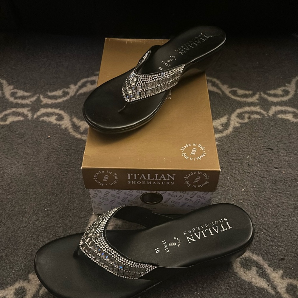 Italian Shoemaker rhinestone flip flops sandals